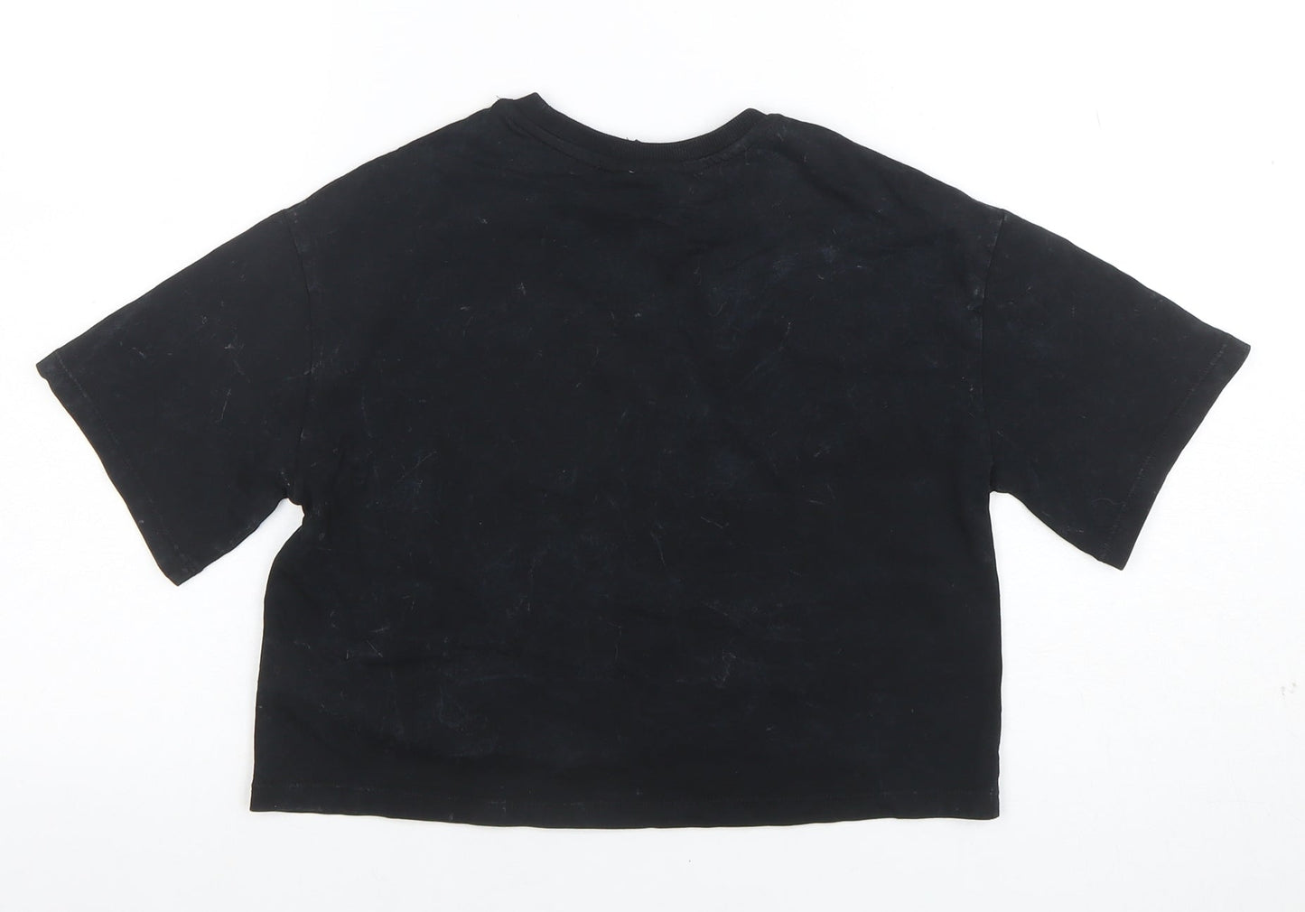 Marks and Spencer Girls Black Kansas City Chiefs Cropped T-Shirt 7 Years