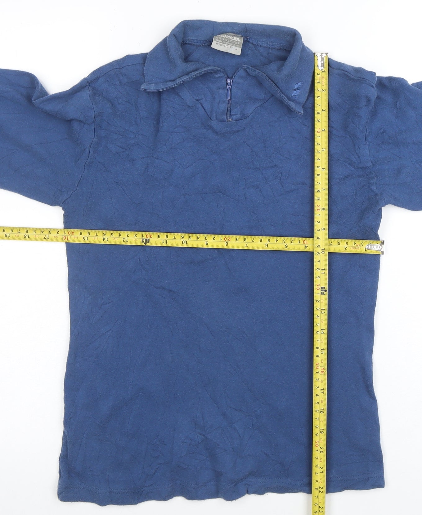 Trespass Boys Blue 15-16 Years 1/4 Zip Hoodie - 100% Cotton Long Sleeve