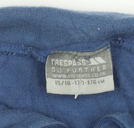 Trespass Boys Blue 15-16 Years 1/4 Zip Hoodie - 100% Cotton Long Sleeve