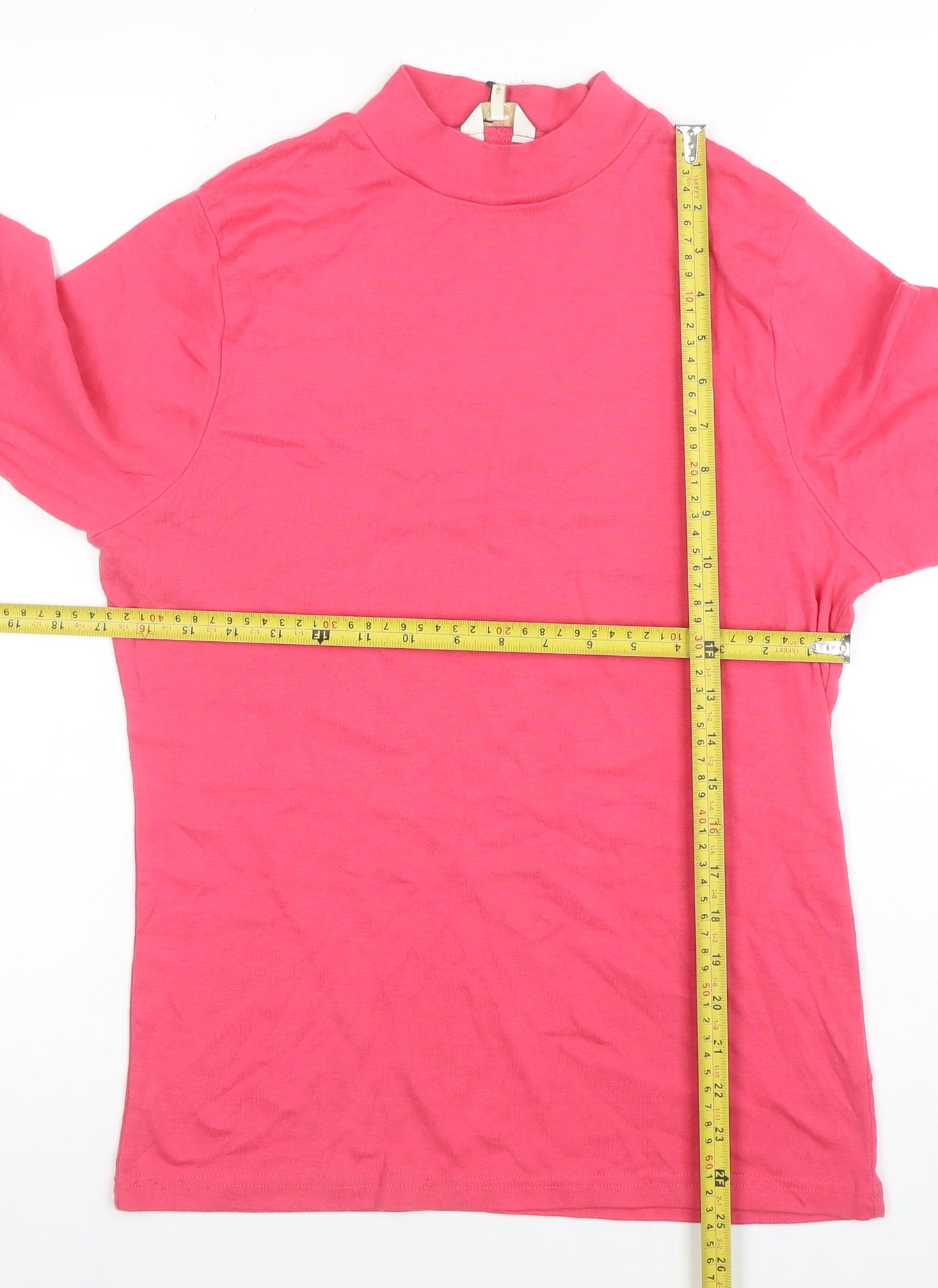 Cotton Traders Women's Red Coral Mock Neck 3/4 Sleeve Cotton T-Shirt Size 14