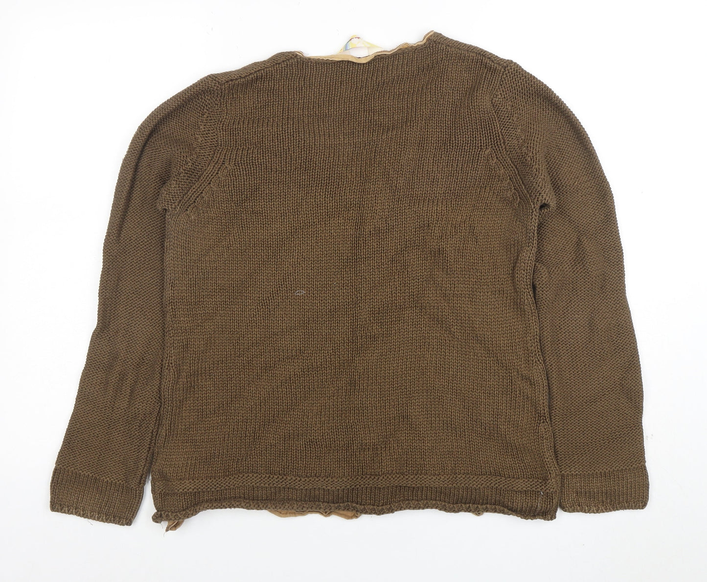 Oltre Colline Women's Brown V-Neck Cotton Knit Jumper Size 14