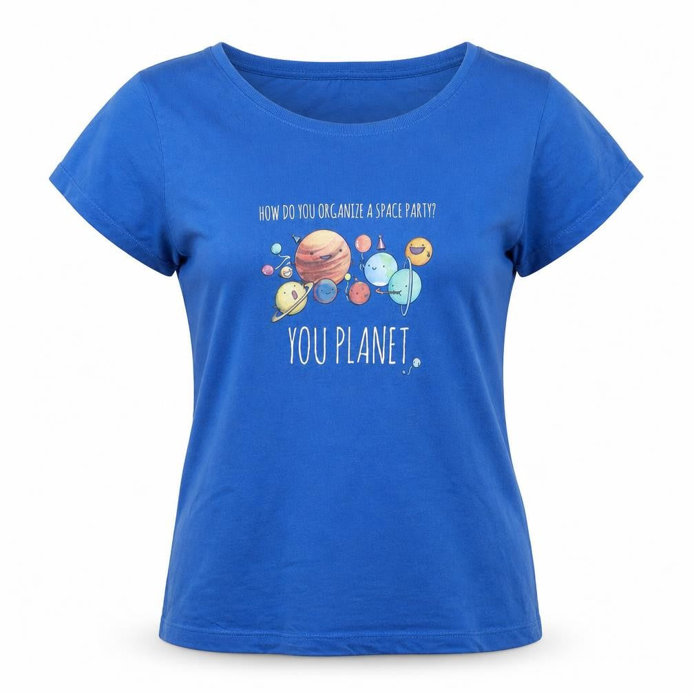 Stella Stanley Womens Blue Medium 'You Planet' Space Graphic T-Shirt