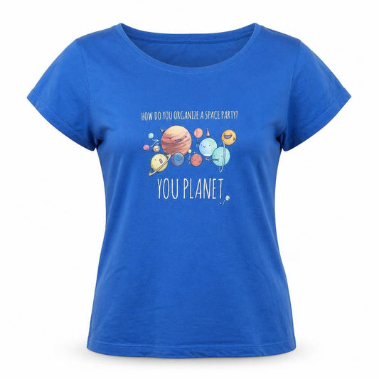 Stella Stanley Womens Blue Medium 'You Planet' Space Graphic T-Shirt