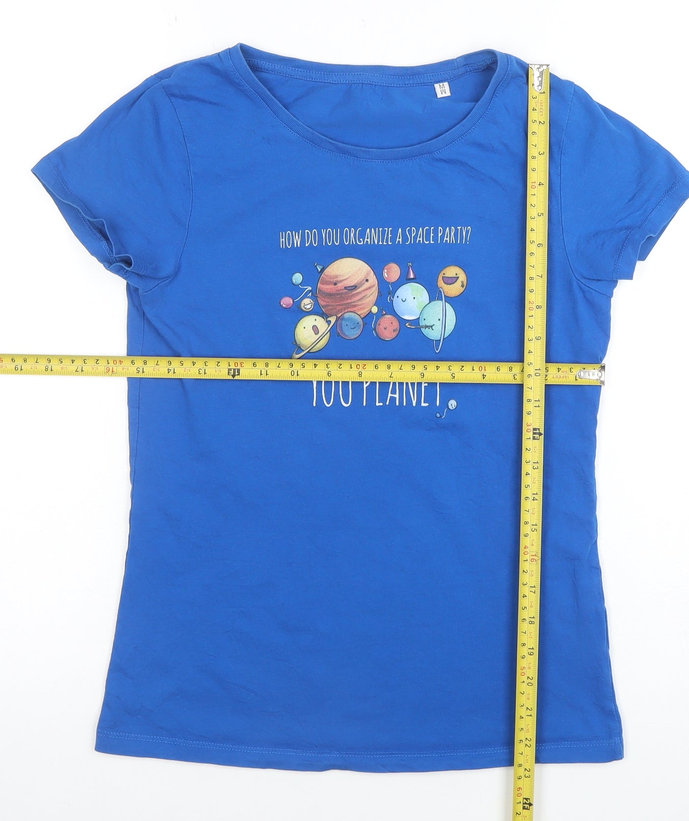Stella Stanley Womens Blue Medium 'You Planet' Space Graphic T-Shirt