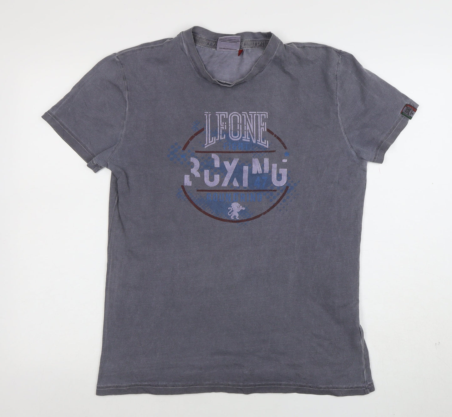 Leone 1947 Men's Grey Boxing Graphic Cotton T-Shirt Size L