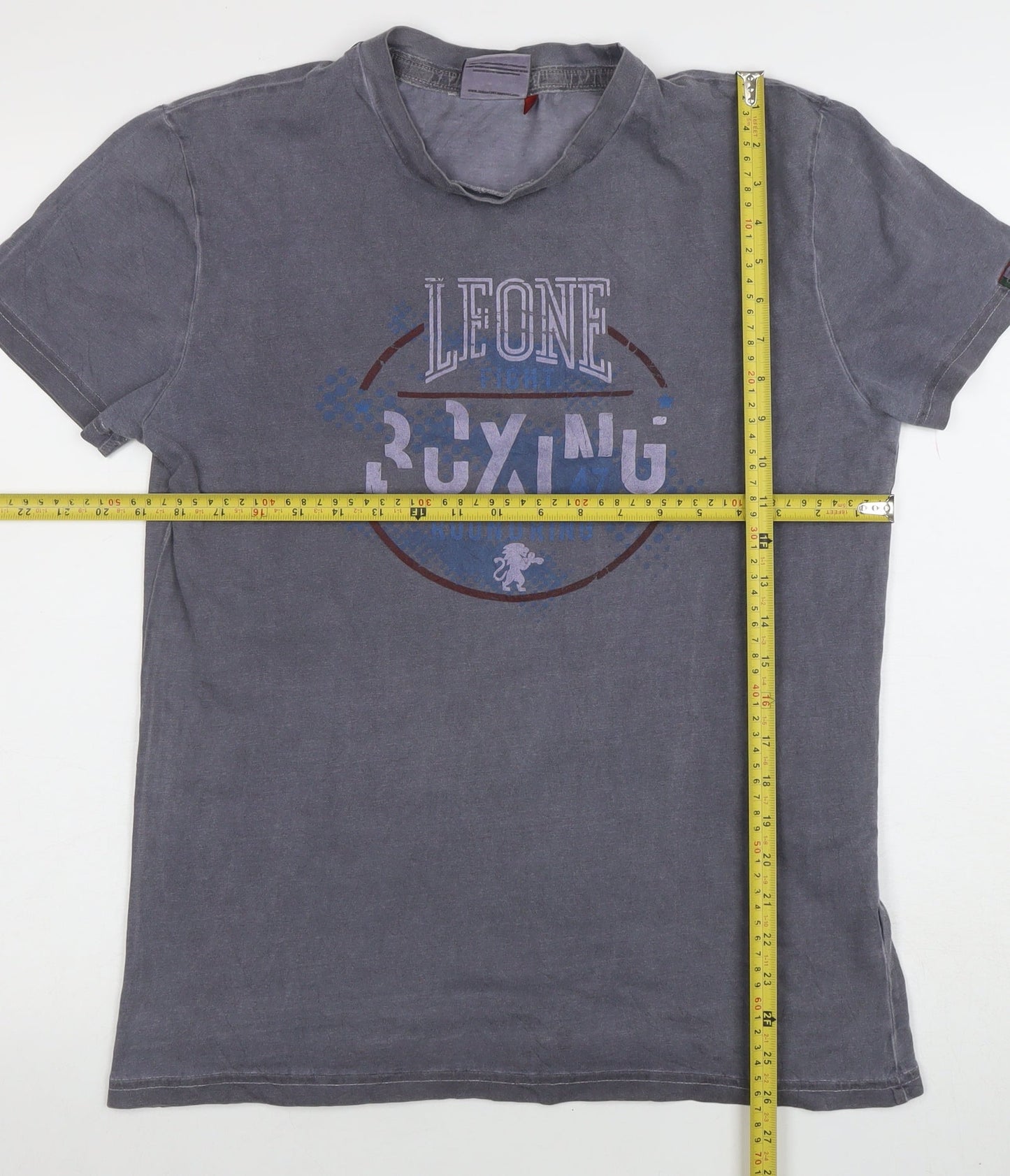 Leone 1947 Men's Grey Boxing Graphic Cotton T-Shirt Size L
