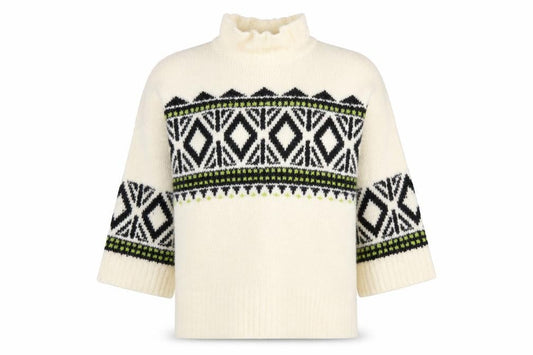 Next Women’s Ivory Geometric Roll Neck Chunky Knit Jumper Size L