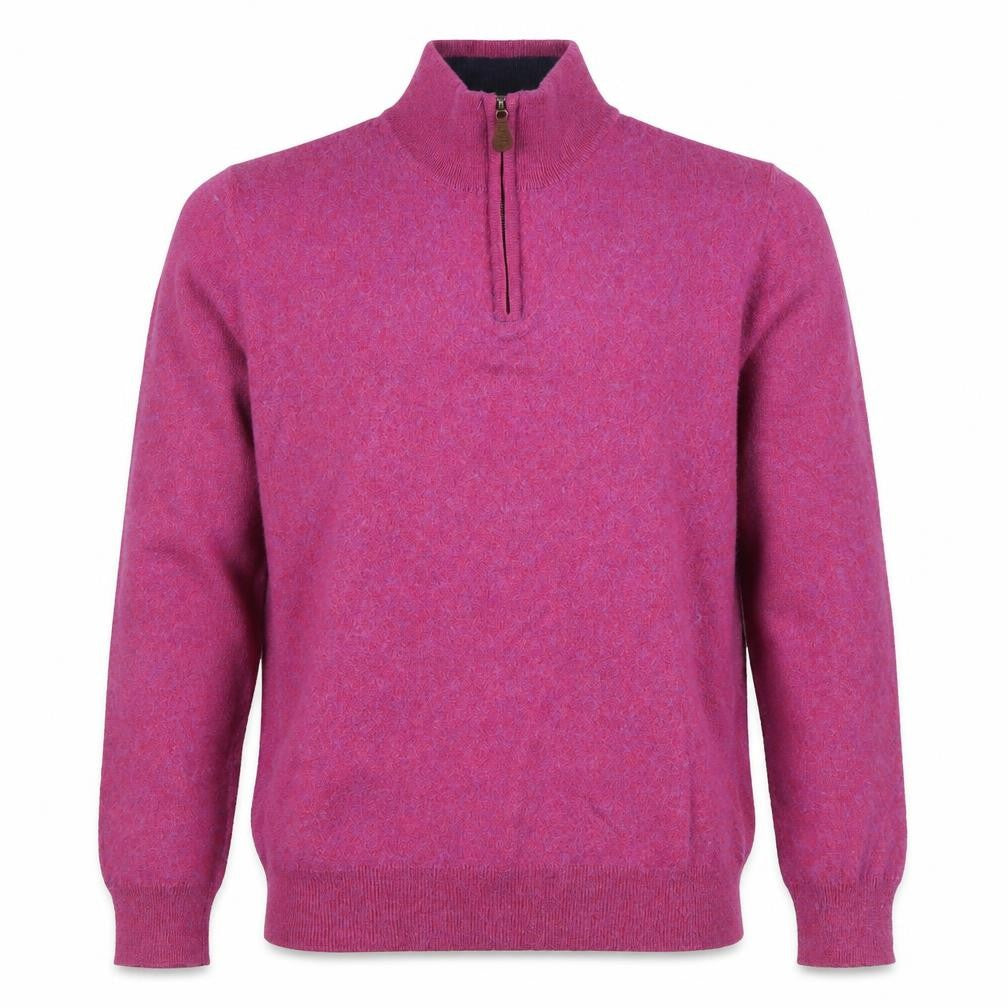 Brook Taverner Men's Pink 1/2 Zip Merino Wool Cotton Jumper M