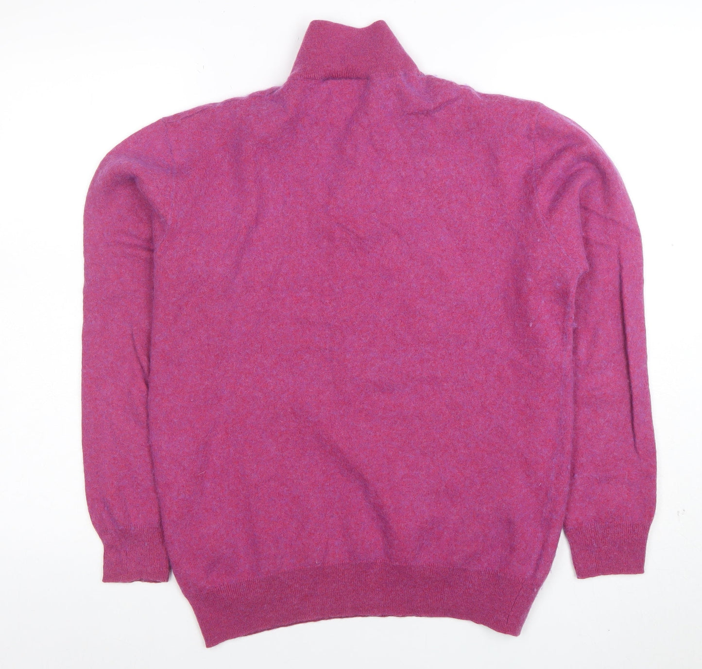Brook Taverner Men's Pink 1/2 Zip Merino Wool Cotton Jumper M