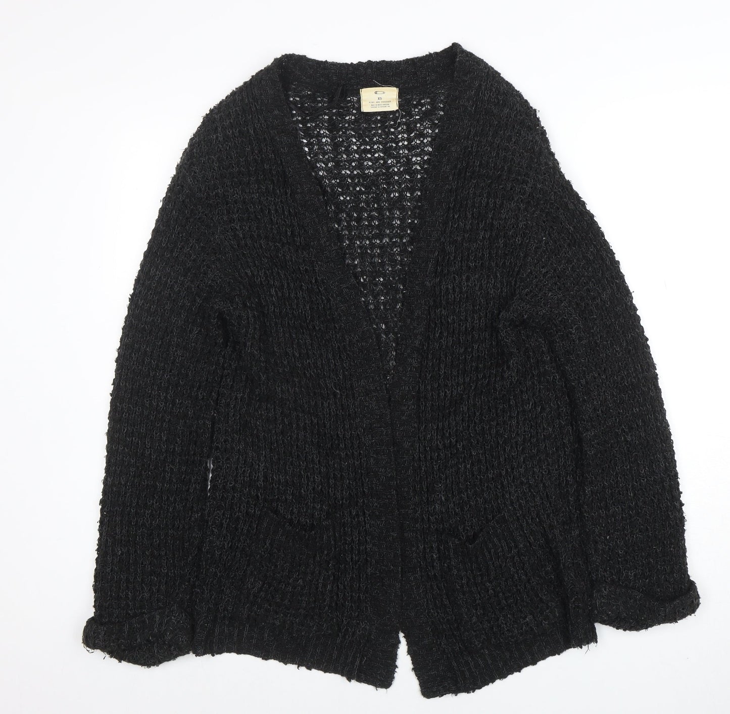 Pins and Needles Womens Black XS Open-Knit Long Sleeve Cardigan