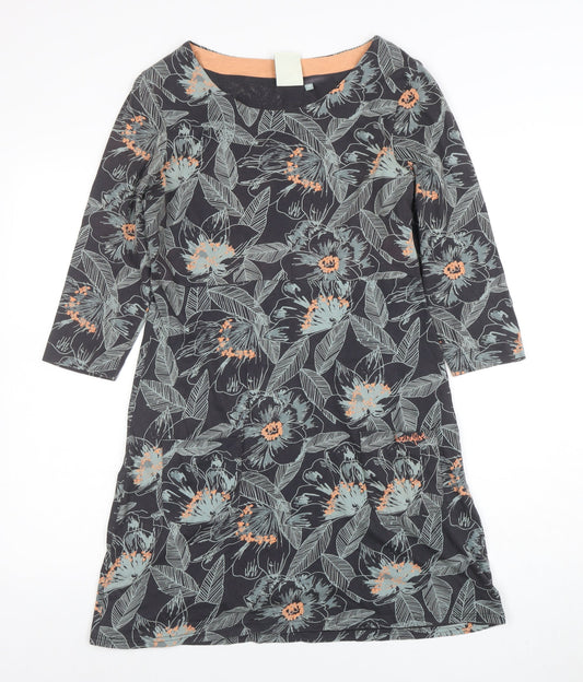 White Stuff Women's Blue Floral Jersey Shift Dress Size 10