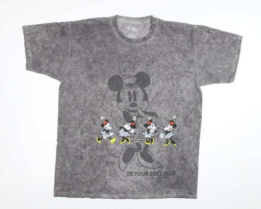 Disney Minnie Mouse Grey Acid Wash Graphic T-Shirt Men S