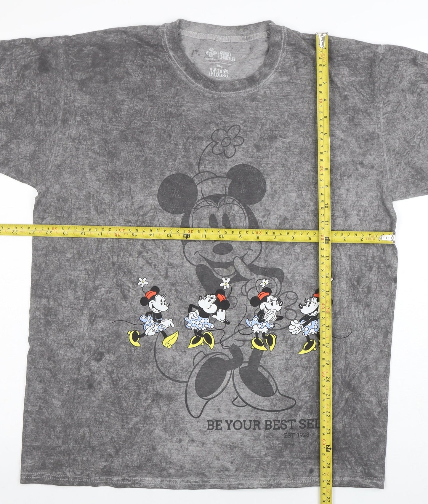 Disney Minnie Mouse Grey Acid Wash Graphic T-Shirt Men S