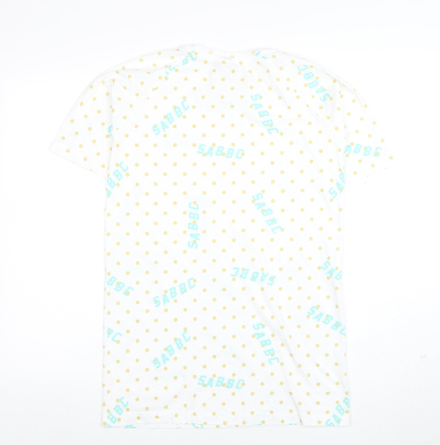 SABBBC Men's White Polka Dot Jersey T-Shirt Size S