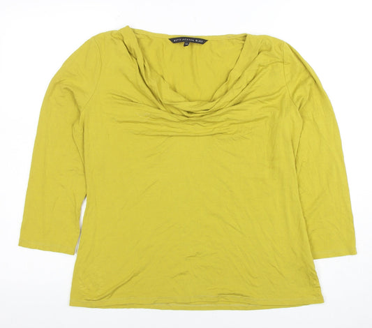 Betty Jackson Black Women’s Green Cowl Neck 3/4 Sleeve Top Size 14