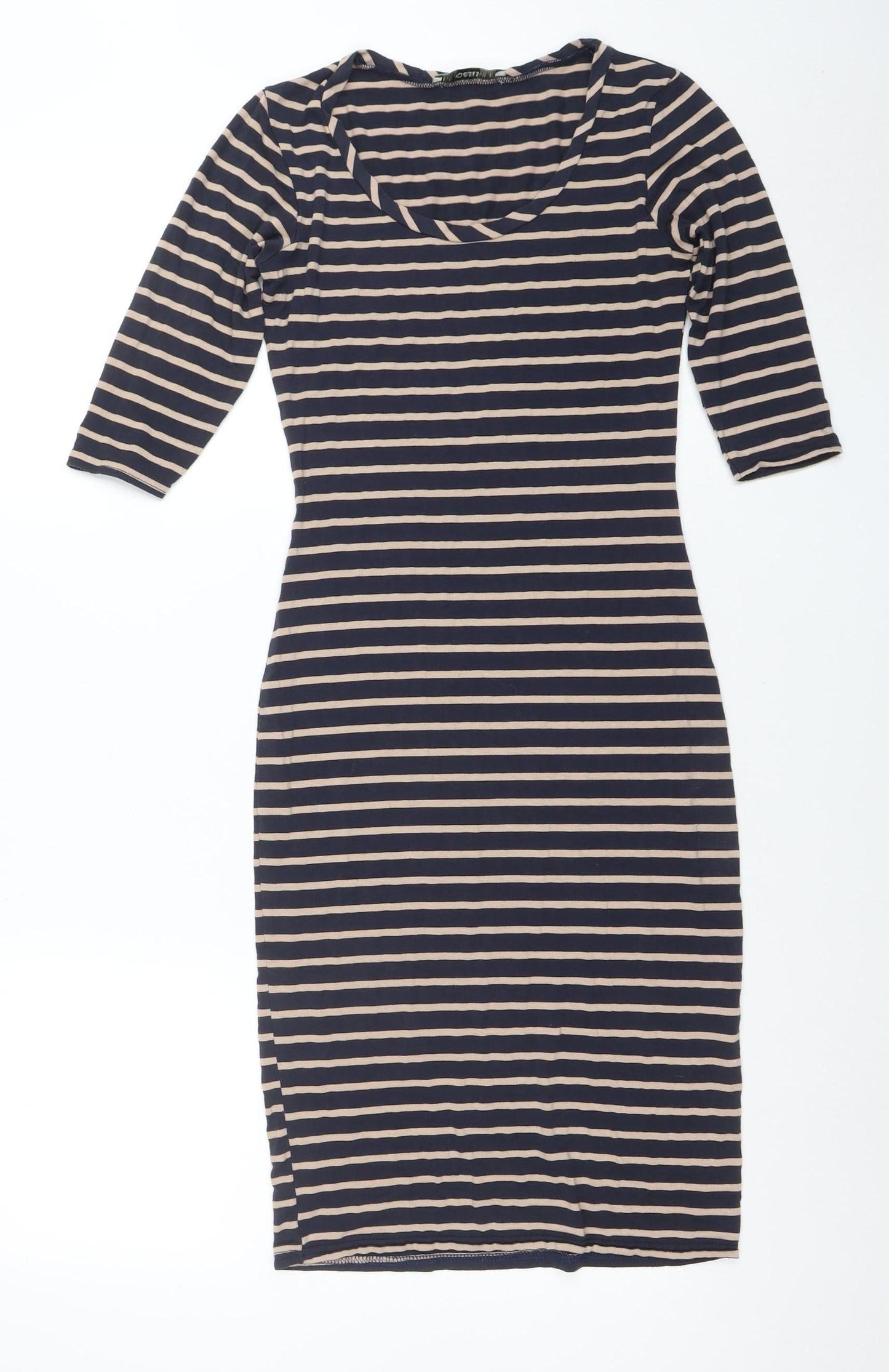 Oasis Women Blue Striped Bodycon Knee Length Dress XS