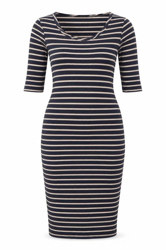 Oasis Women Blue Striped Bodycon Knee Length Dress XS