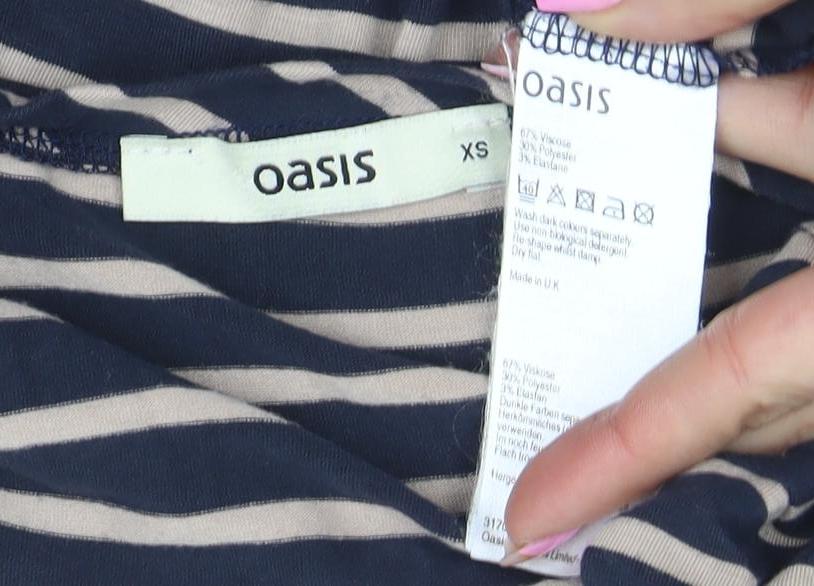 Oasis Women Blue Striped Bodycon Knee Length Dress XS