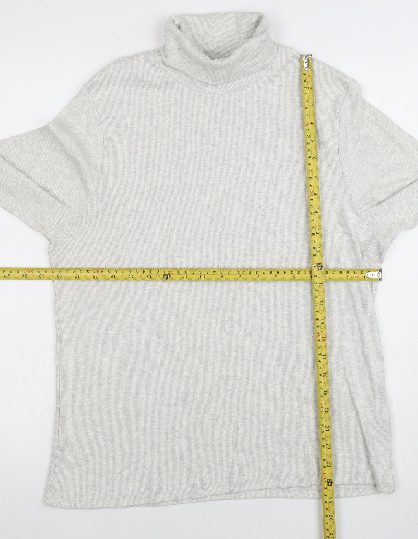 Marks and Spencer Women’s Grey Roll Neck Cotton Jumper Size 18