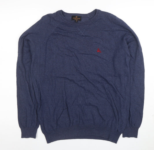 Simon Carter Men’s Blue Cotton Cashmere Crew Neck Jumper Size M