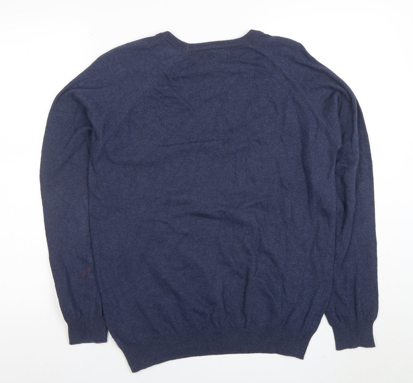 Simon Carter Men’s Blue Cotton Cashmere Crew Neck Jumper Size M
