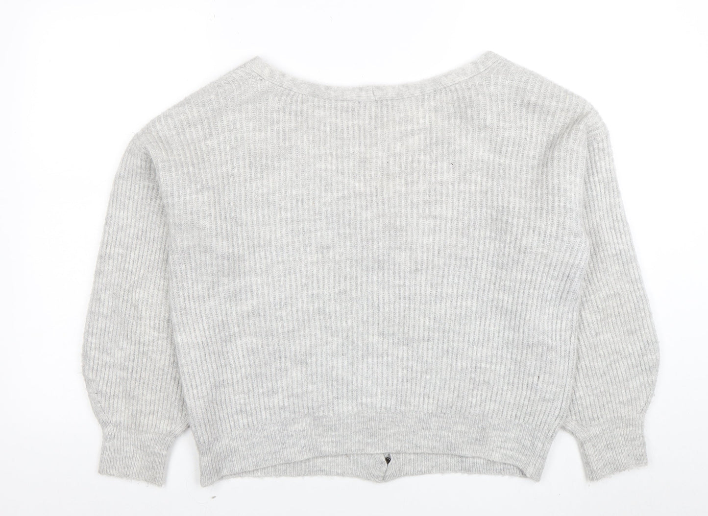 Lipsy Women’s Grey V-Neck Button Cardigan UK 16 Acrylic Knit