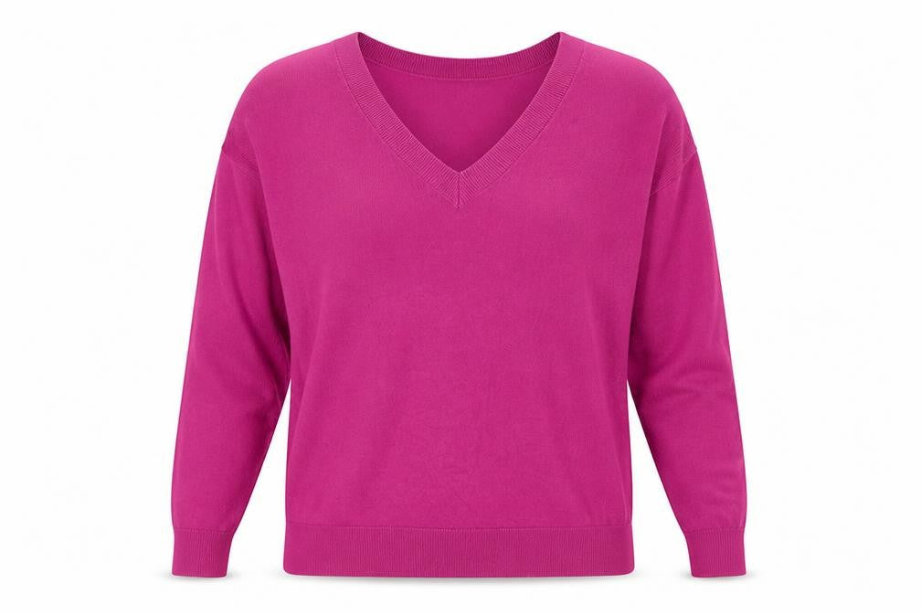 B.young Women's Pink V-Neck Lightweight Knit Jumper M