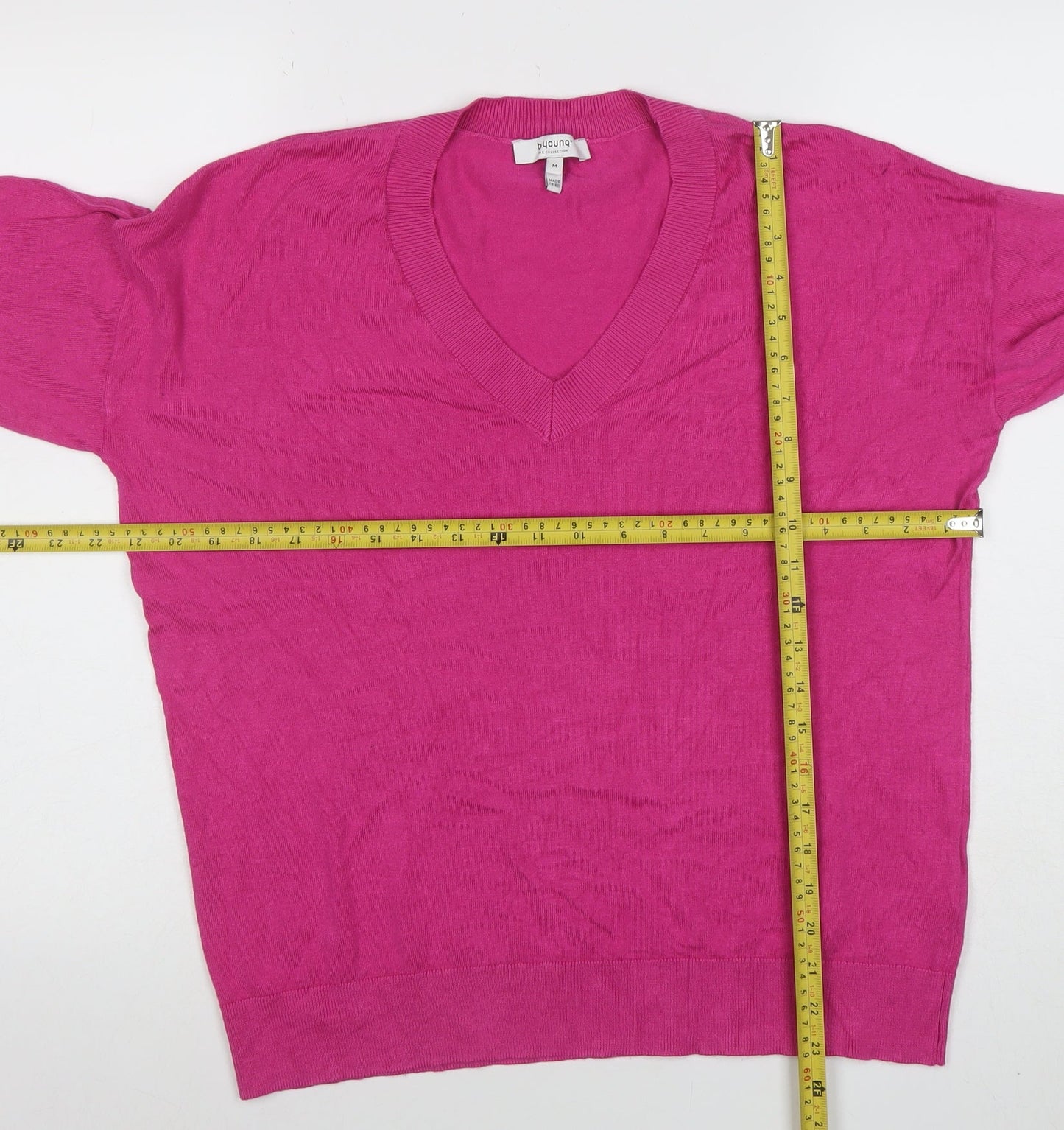 B.young Women's Pink V-Neck Lightweight Knit Jumper M
