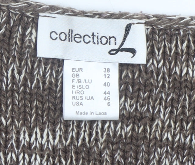 Collection L Women Brown Knit Cotton Acrylic Jumper Size 12