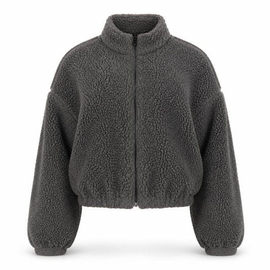 Nicki Studios Women Grey XS Cropped Fleece Zip Jacket