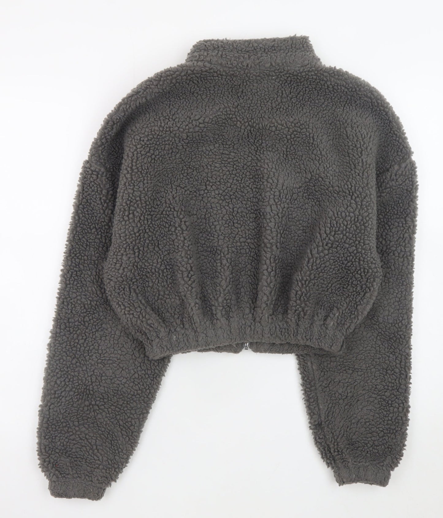 Nicki Studios Women Grey XS Cropped Fleece Zip Jacket