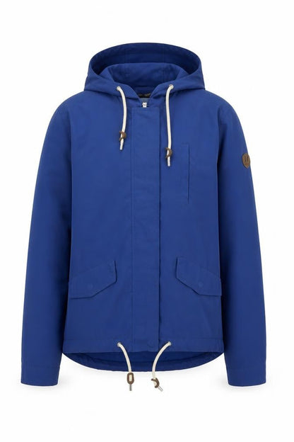 Front view of Only Men's Blue Hooded Windbreaker Jacket, size S, Polyester Nylon