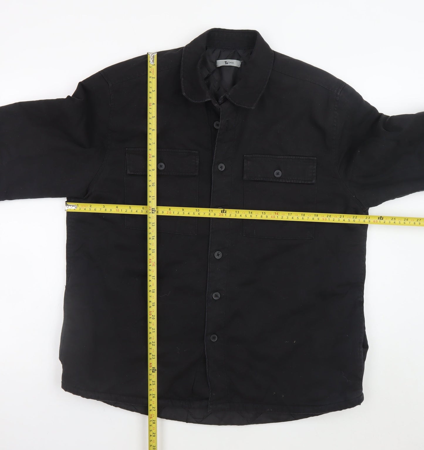 Tu Men's Black L Cotton Lined Casual Button Jacket