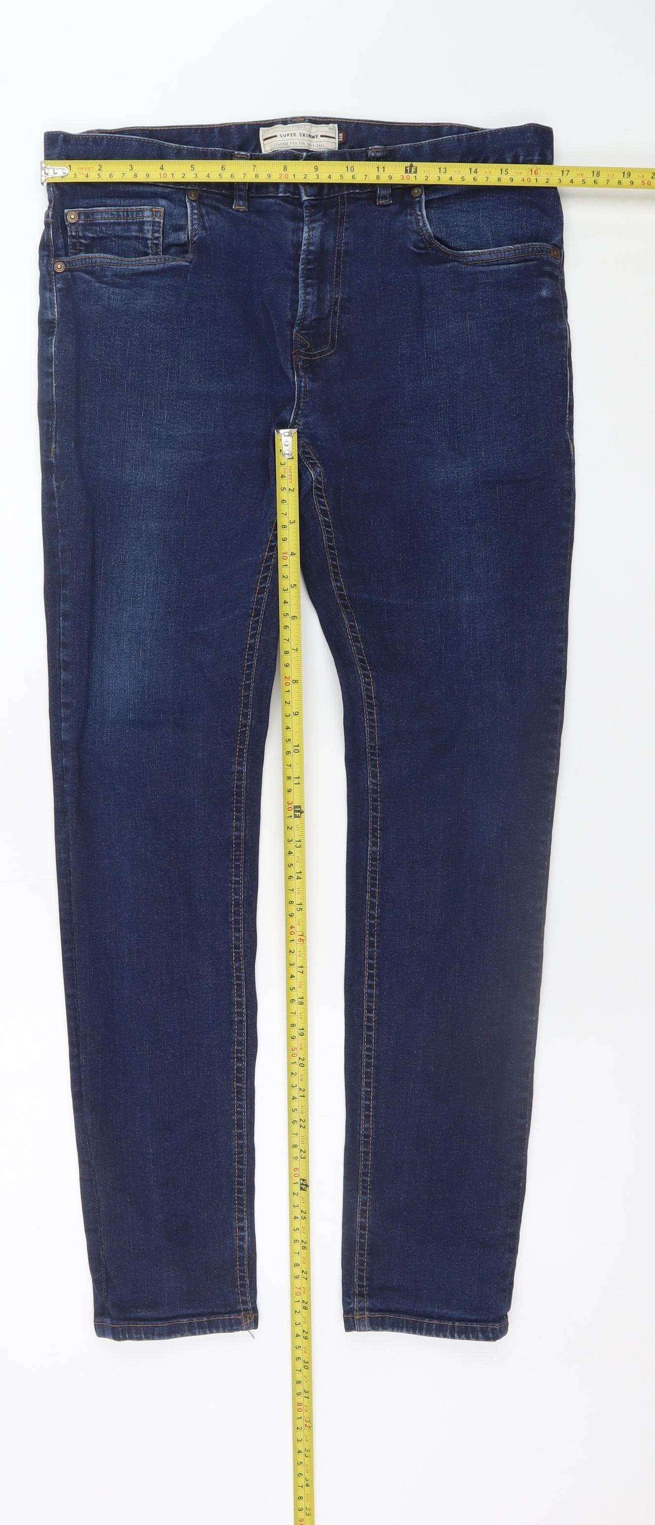 Next Women's Blue Super Skinny Mid Rise Stretch Jeans Size 34R