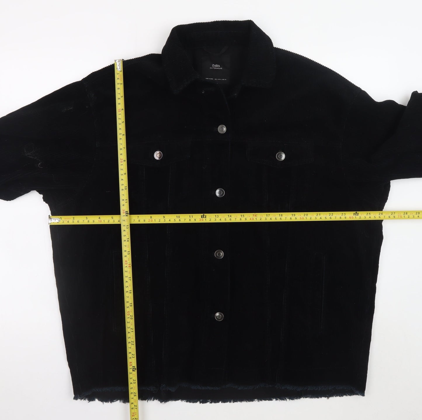 Zara Men's Black Corduroy Basic Jacket L Casual Cotton Outerwear