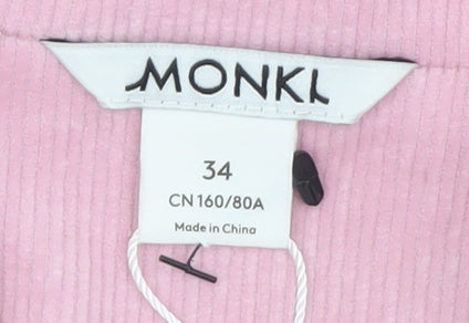 Monki Women Pink Corduroy Blazer Size 8 Double Breasted Jacket