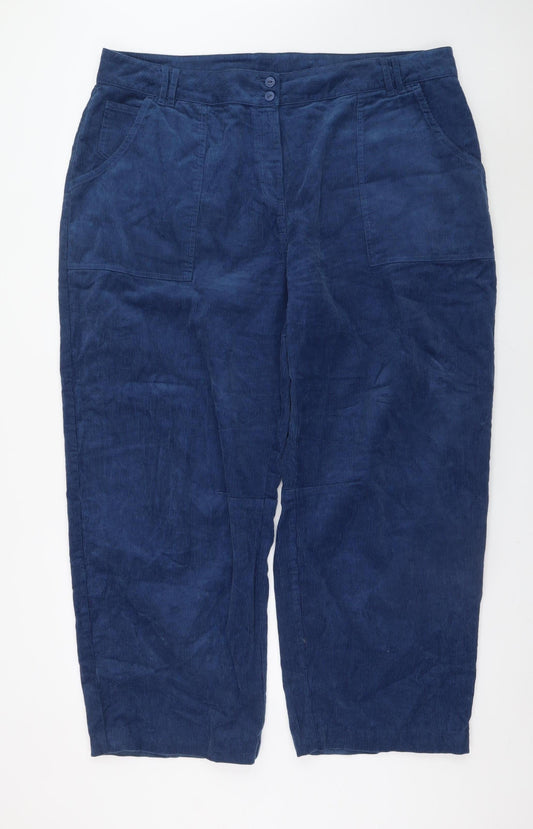 Poetry Womens Blue Corduroy Chino Trousers Size 22 Relaxed Fit