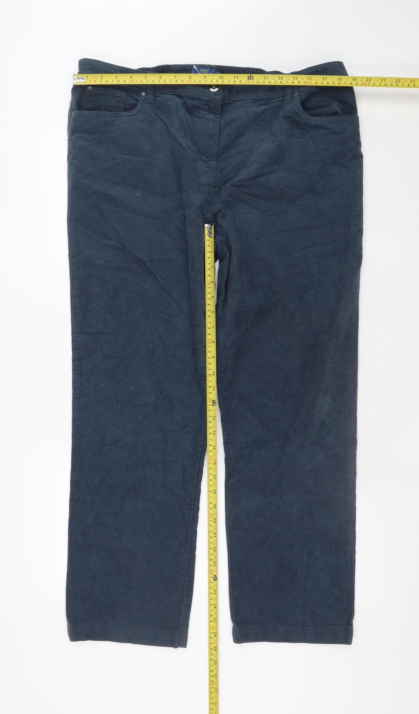 Cotton Traders Men's Blue Corduroy Trousers Size 18 Regular Fit