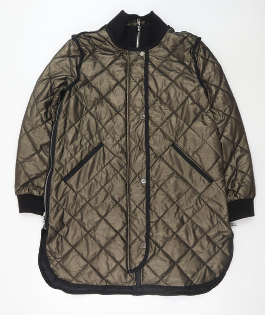 Nuage Womens Brown Quilted Long Coat Size M Winter Padded Jacket