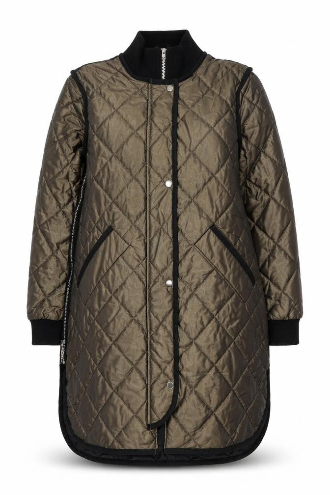 Nuage Womens Brown Quilted Long Coat Size M Winter Padded Jacket