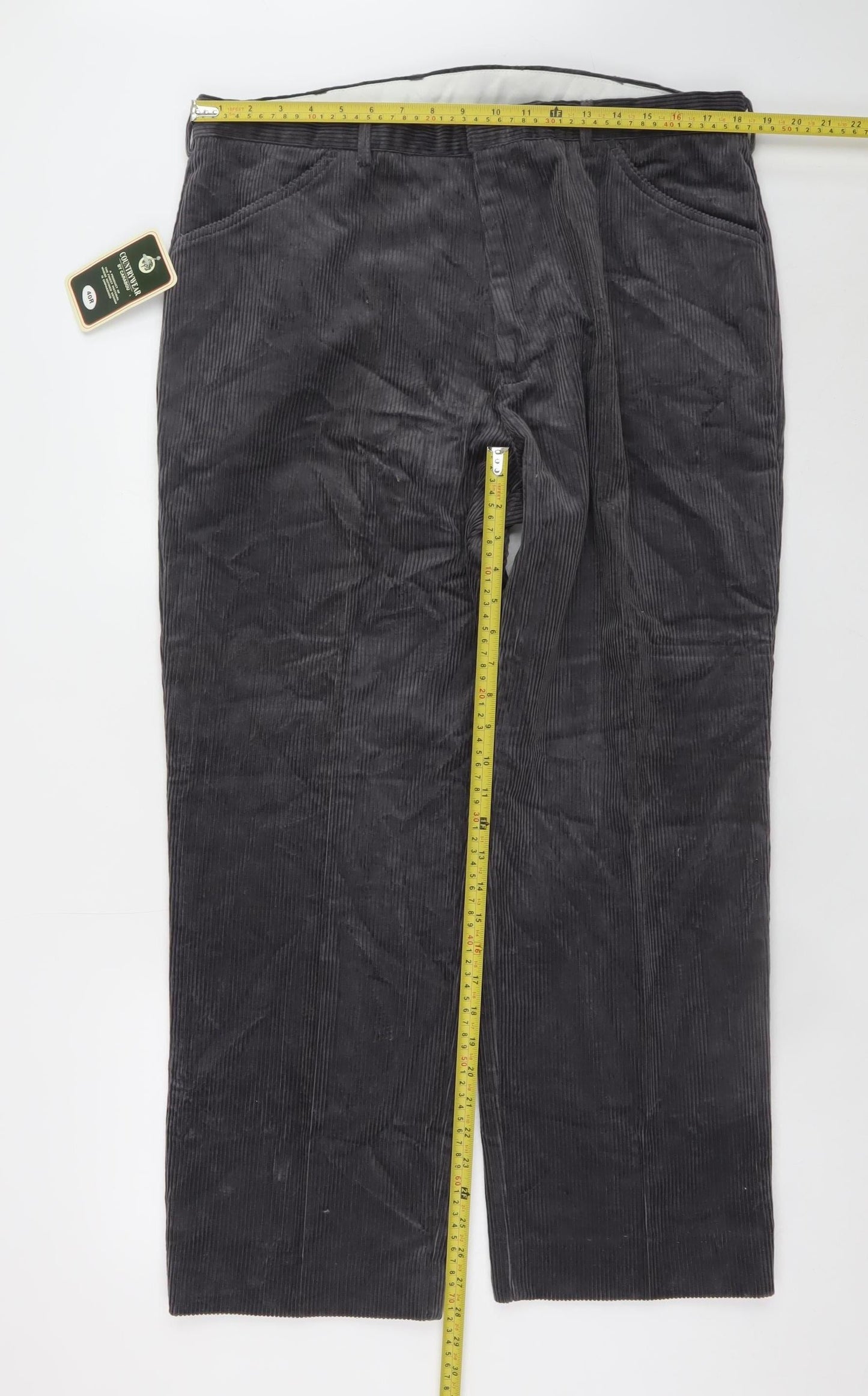 Countrywear by Carabou Men's Grey Corduroy Trousers 40R Regular Fit
