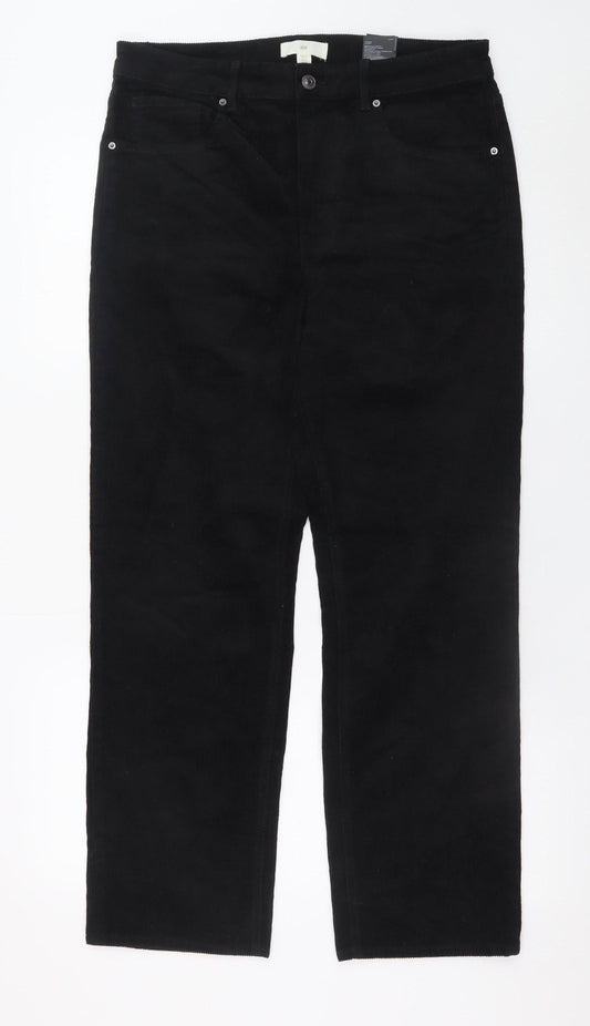 H&M Women’s Black Corduroy Straight Trousers Size 16
