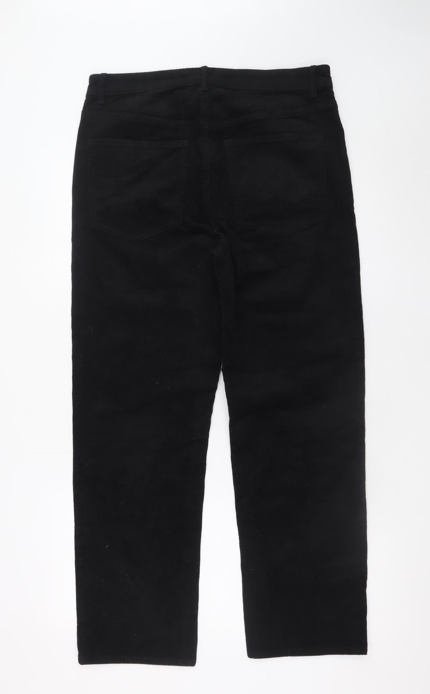 H&M Women’s Black Corduroy Straight Trousers Size 16