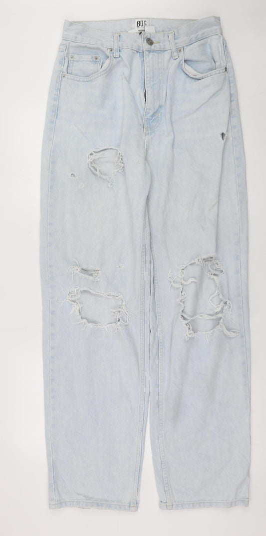 BDG Urban Outfitters Women’s Blue High Rise Baggy Distressed Jeans Size 12