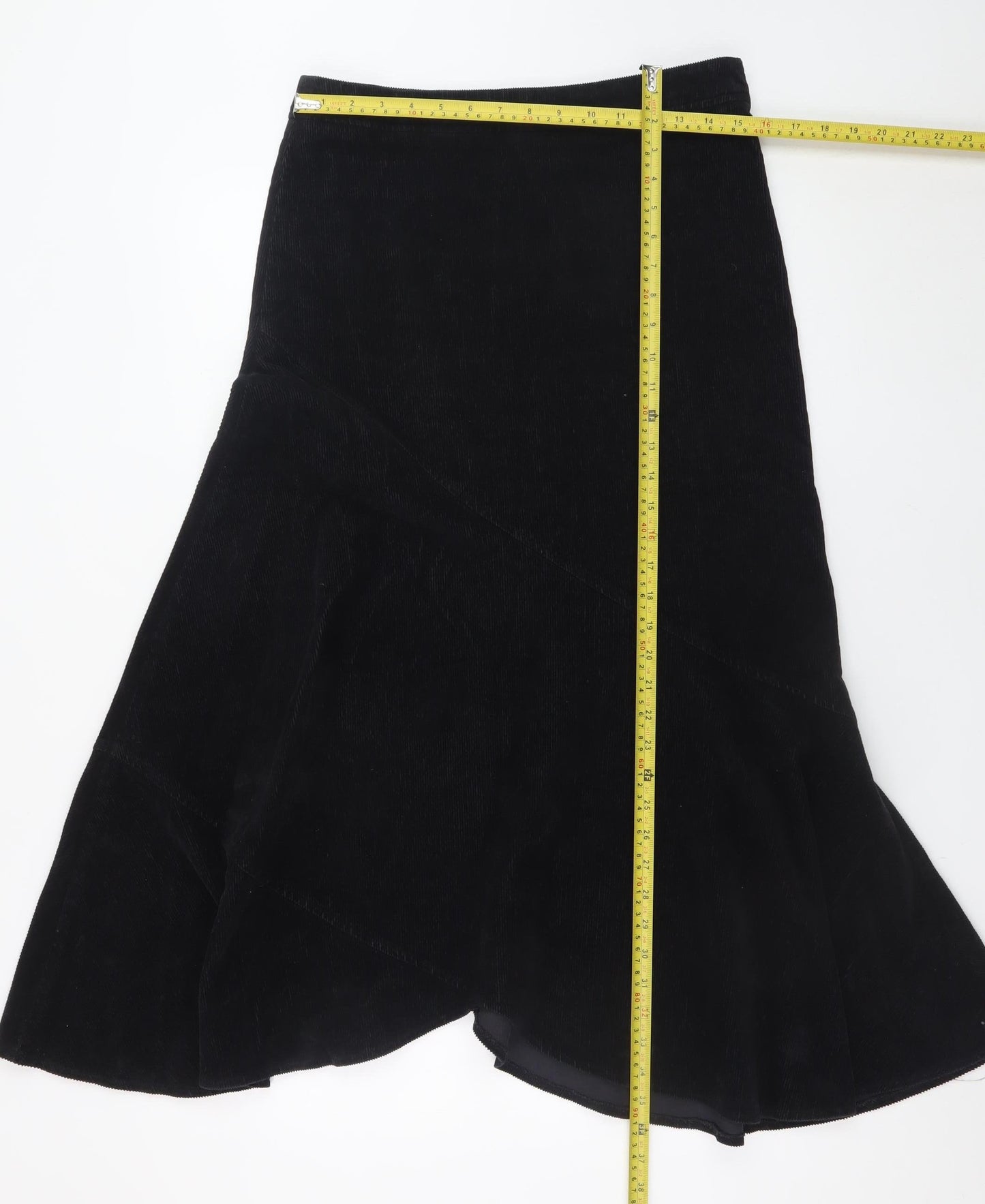 Laura Ashley Women's Black Cotton Corduroy Midi Trumpet Skirt UK 10