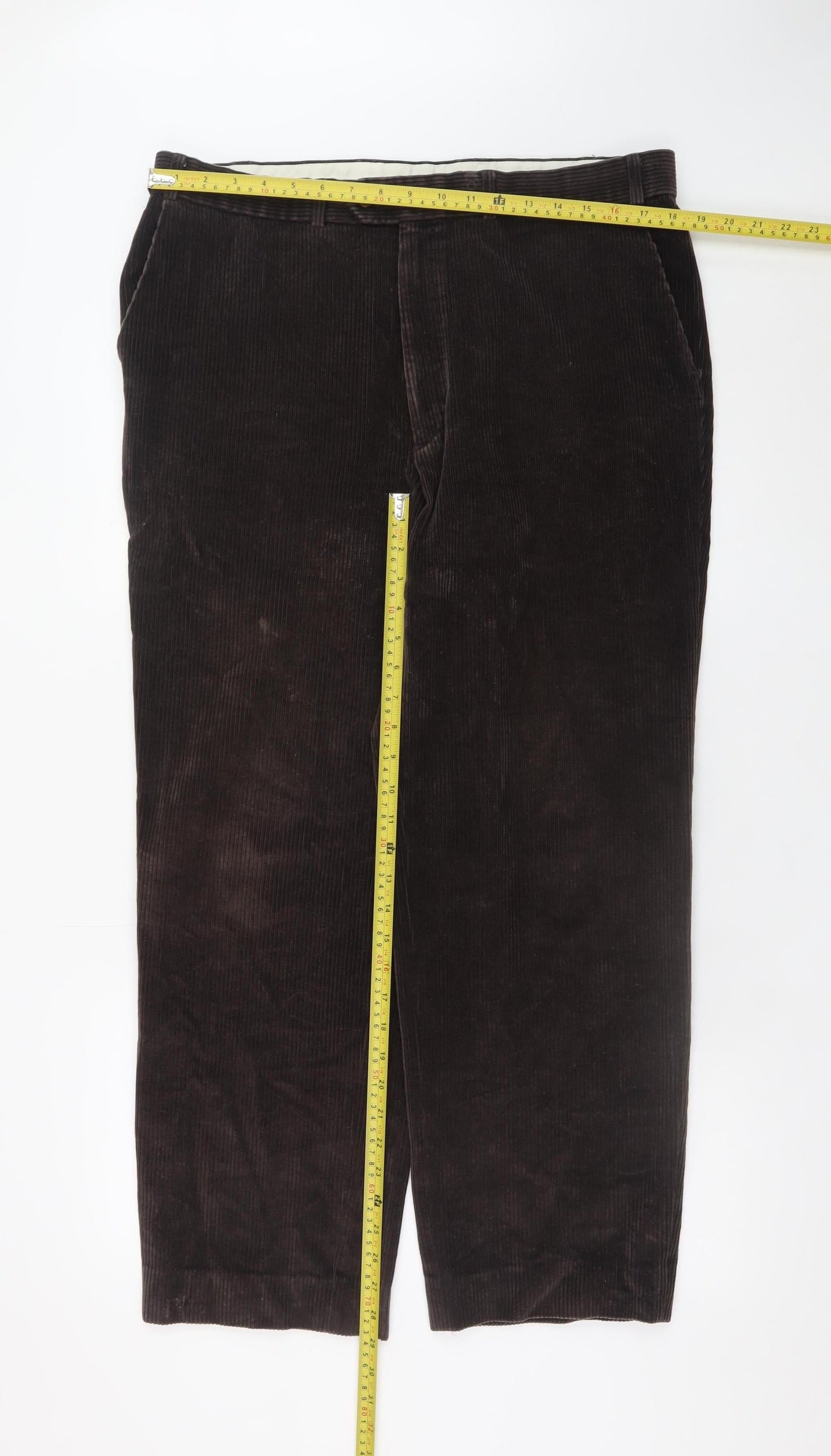 Marks and Spencer Men's Brown Corduroy Trousers 38W 33L Classic Fit