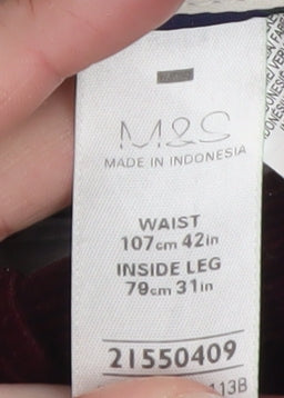 Marks and Spencer Men's Brown Corduroy Trousers 42W 31L Regular Fit