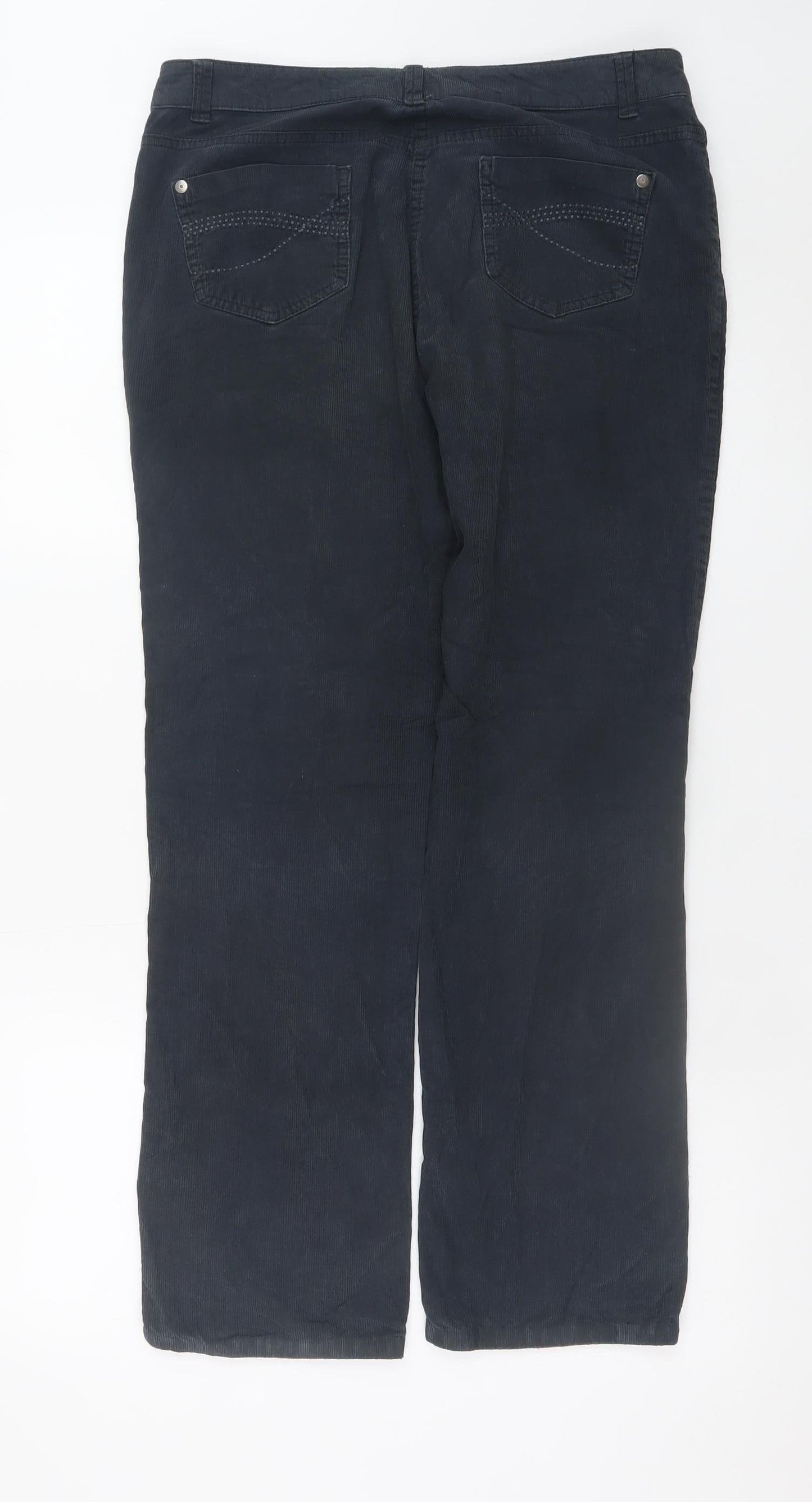 BHS Women Black Corduroy Chino Trousers Size 10 Regular Fit