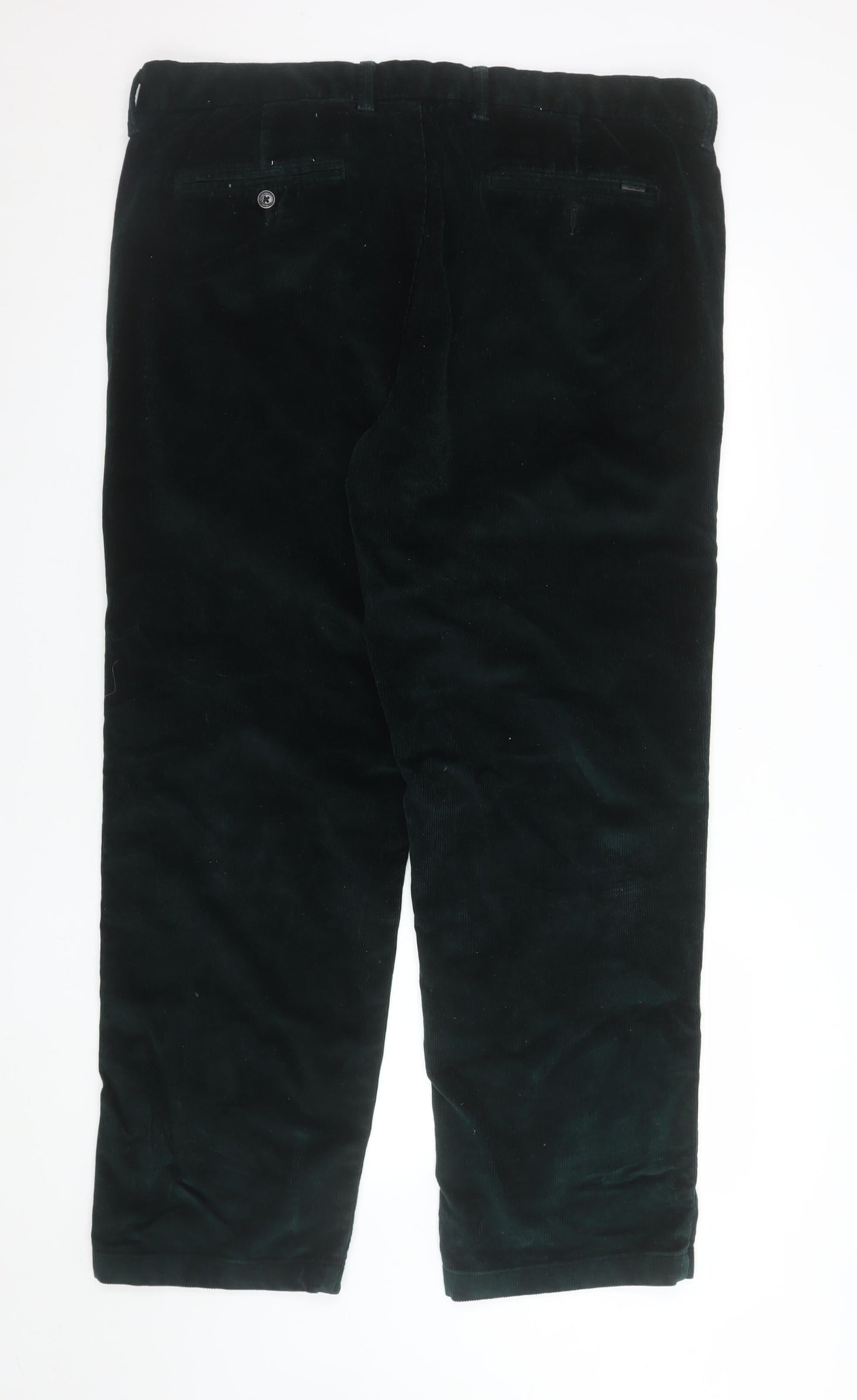 Marks and Spencer Men's Green Corduroy Chino Trousers 40W 31L Regular Fit