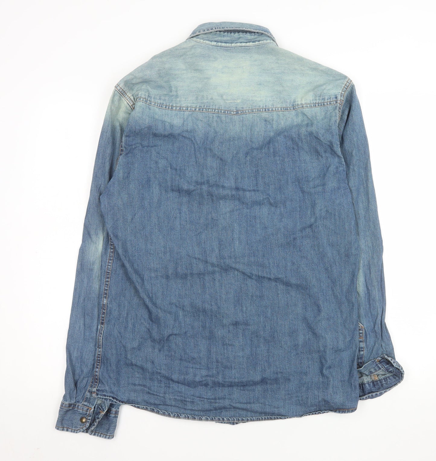 Jack & Jones Vintage Co. Men's Blue Denim Long Sleeve Button-Up Shirt L